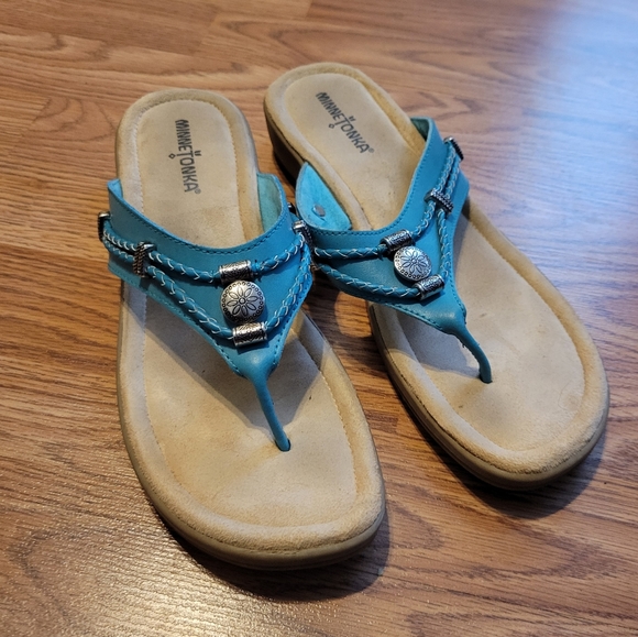 Minnetonka Silverthorne Sandals Turquoise, 10 - Picture 2 of 11